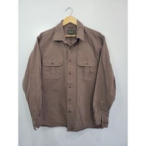 Eddie Bauer Mens XL Brown Cotton Canvas Long Sleeve Button Down Work Shirt